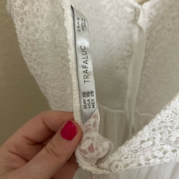 Zara Trafaluc White Crochet and Silk Sleeveless Dress - Picture 10 of 11